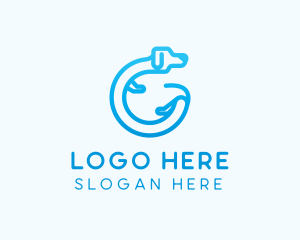 Blue Dog Letter G  Logo