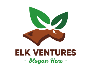 Eco Leaf Elk logo design
