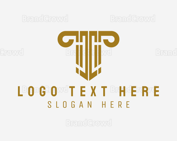 Ancient Column Letter T Logo