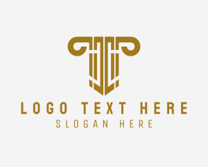 Financial - Ancient Column Letter T logo design