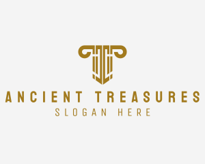 Ancient Column Letter T logo design