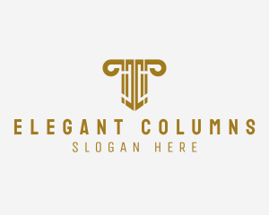 Ancient Column Letter T logo design