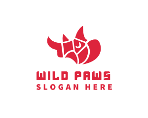 Wild Rhino Animal logo design