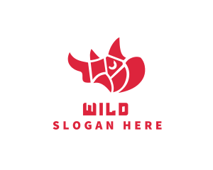 Wild Rhino Animal logo design