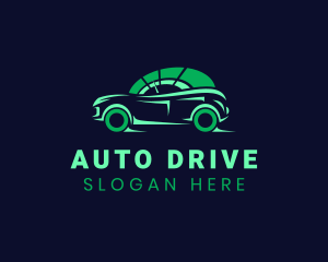 Vehicle - Green Vehicle Speedometer logo design