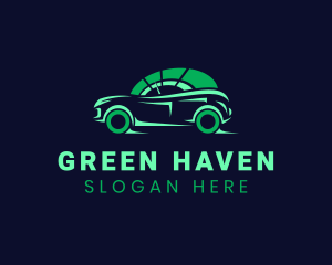 Green Vehicle Speedometer logo design