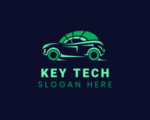 Green Vehicle Speedometer logo design