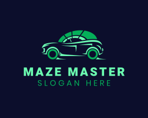 Green Vehicle Speedometer logo design