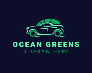 Green Vehicle Speedometer logo design