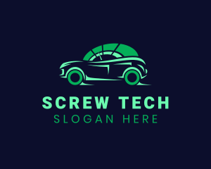 Green Vehicle Speedometer logo design