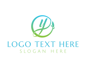 Wellbeing - Natural Leaf Circle Letter Y logo design
