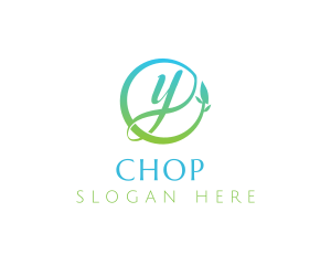 Vegan - Natural Leaf Circle Letter Y logo design