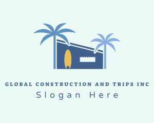 Surfboard - Blue Beach House logo design