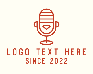 Mic - Microphone Orange Podcast logo design