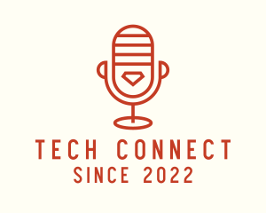 Microphone Orange Podcast logo design