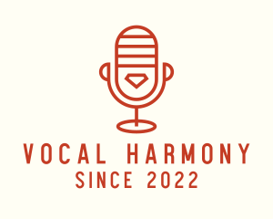 Voice - Microphone Orange Podcast logo design
