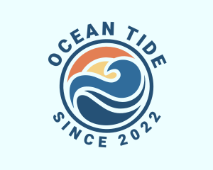 Surfing Tide Badge logo design