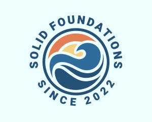 Coast - Surfing Tide Badge logo design