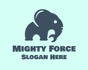 Powerful - Gray Elephant Wrench logo design