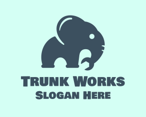 Trunk - Gray Elephant Wrench logo design
