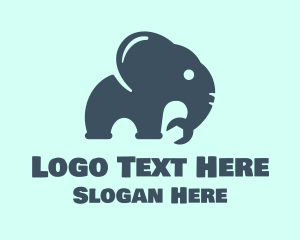 Powerful - Gray Elephant Wrench logo design