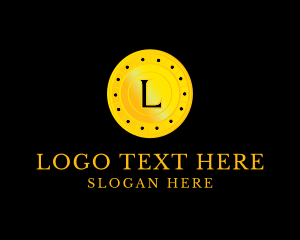 Trade - Golden Coin Crypto Letter L logo design
