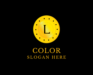 Coin - Golden Coin Crypto Letter L logo design