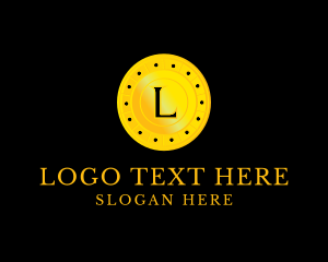 Coin - Golden Coin Crypto Letter L logo design