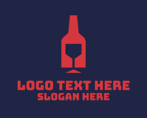 Club - Wine Glass Bottle Silhouette logo design