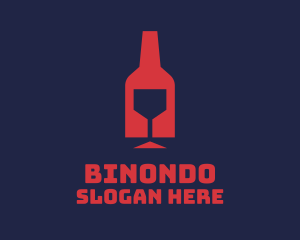 Bartender - Wine Glass Bottle Silhouette logo design