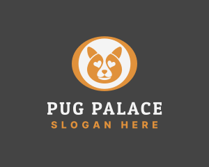 Pug - Corgi Dog Heart logo design