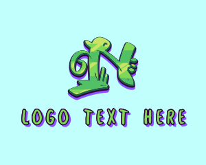 Graffiti   Artist - Green Graffiti Art Letter N logo design