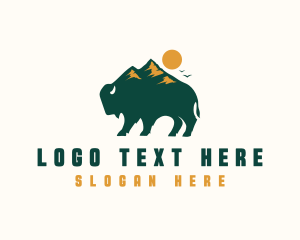 Bison - Bison Mountain Adventure logo design