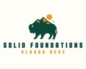 Buffalo - Bison Mountain Adventure logo design