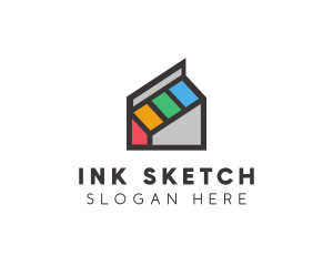 Colorful Ink House logo design