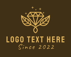Precious Stone - Golden Diamond Plant logo design