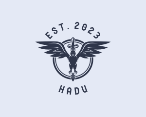 Round - Eagle Wings Sword logo design