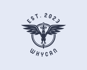 Falcon - Eagle Wings Sword logo design