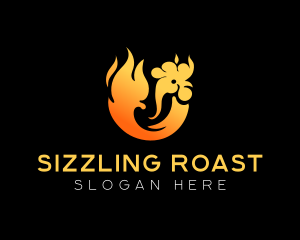 Roast - Flaming Roast Chicken BBQ logo design