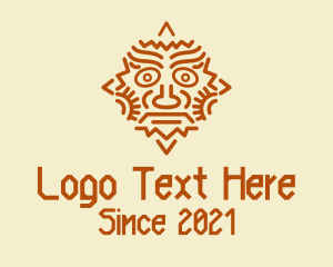 Head - Mayan Sun Mask logo design