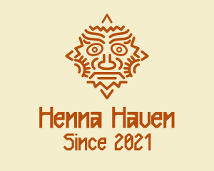 Henna - Mayan Sun Mask logo design