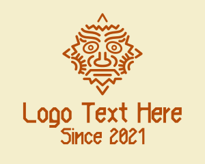 Mask - Mayan Sun Mask logo design