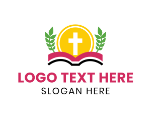 Mass - Holy Cross Bible Wreath logo design