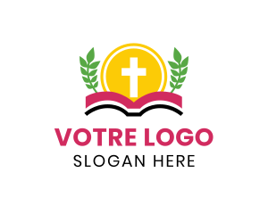 Catholic - Holy Cross Bible Wreath logo design