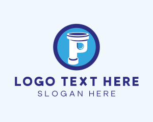 Pipeline - Plumbing Pipe Letter P logo design