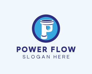 Pump - Plumbing Pipe Letter P logo design