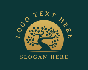 Elegant Gold Tree Logo