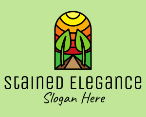 Stained - Seedling Plant Sun Mosaic logo design