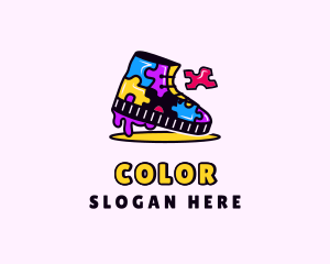 Colorful Puzzle Shoe logo design
