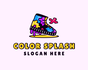 Colorful Puzzle Shoe logo design